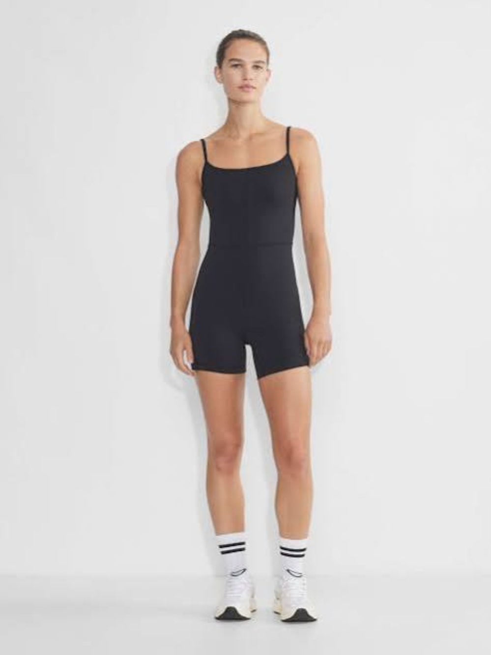 Wilfred Free Aritzia Black Ribbed Stretch Romper Jumpsuit Size M